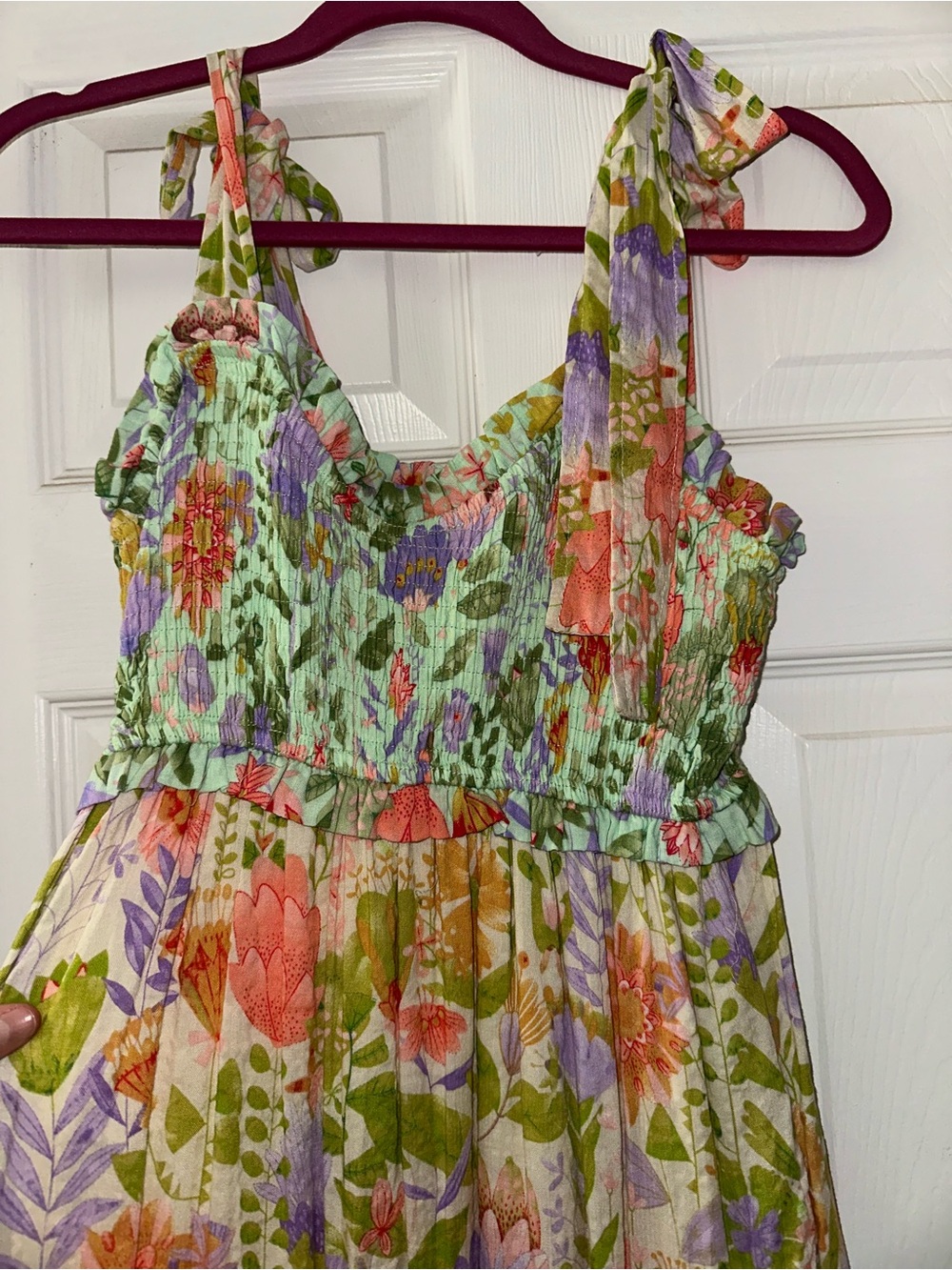 Pastel Floral Tiered Maxi Skirt - Pink & Green - Picture 6 of 6